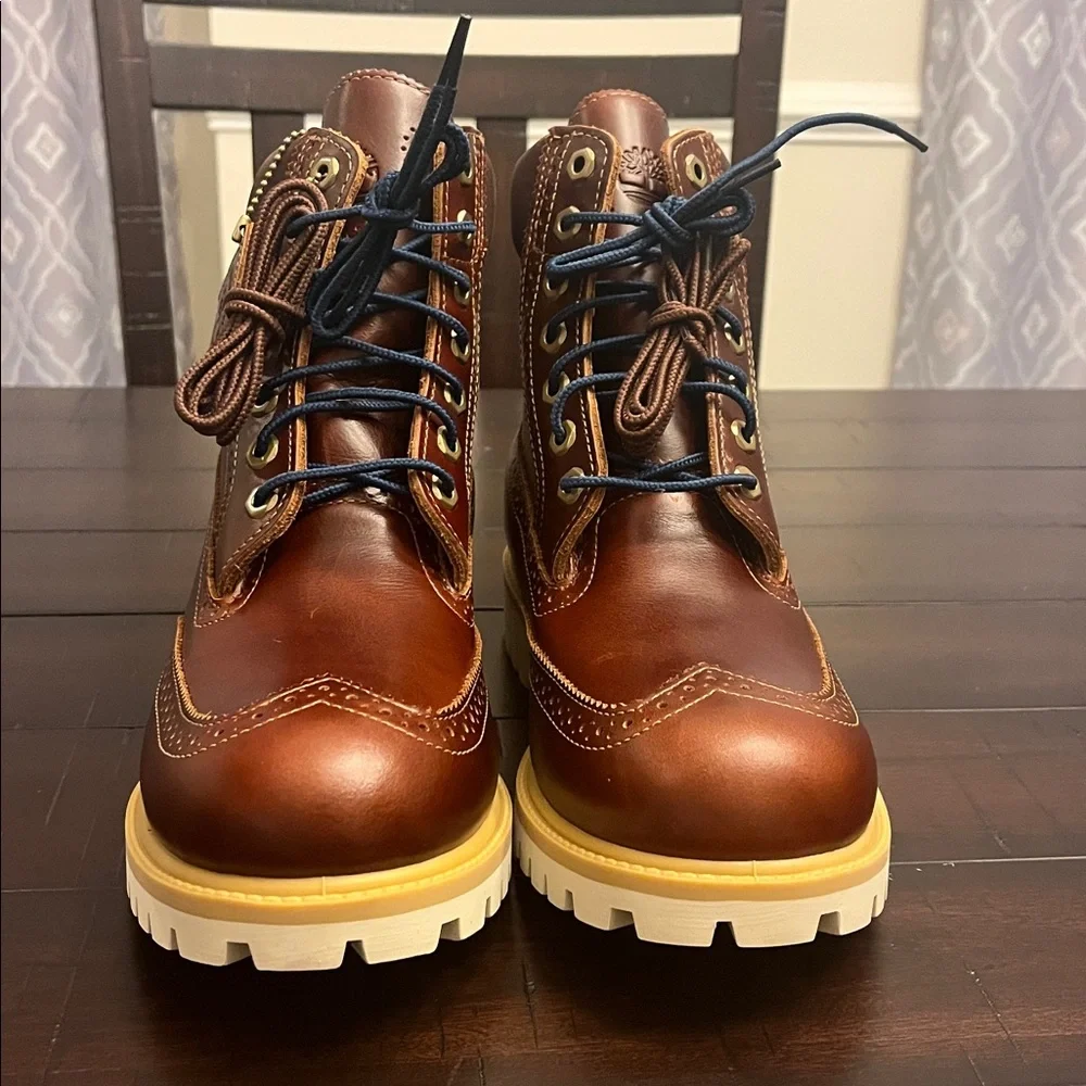 Timberland 6” Premium Brogue Boots new brown Mens Size 8.5